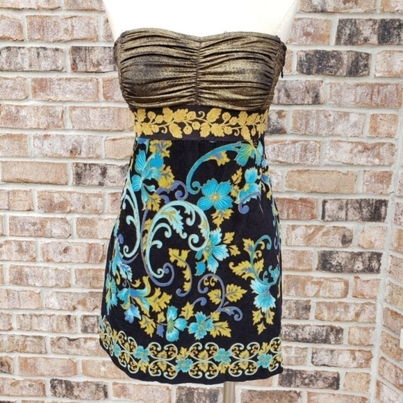 Free People Textured Velvet 2-Tone Strapless Dress - Picture 1 of 8